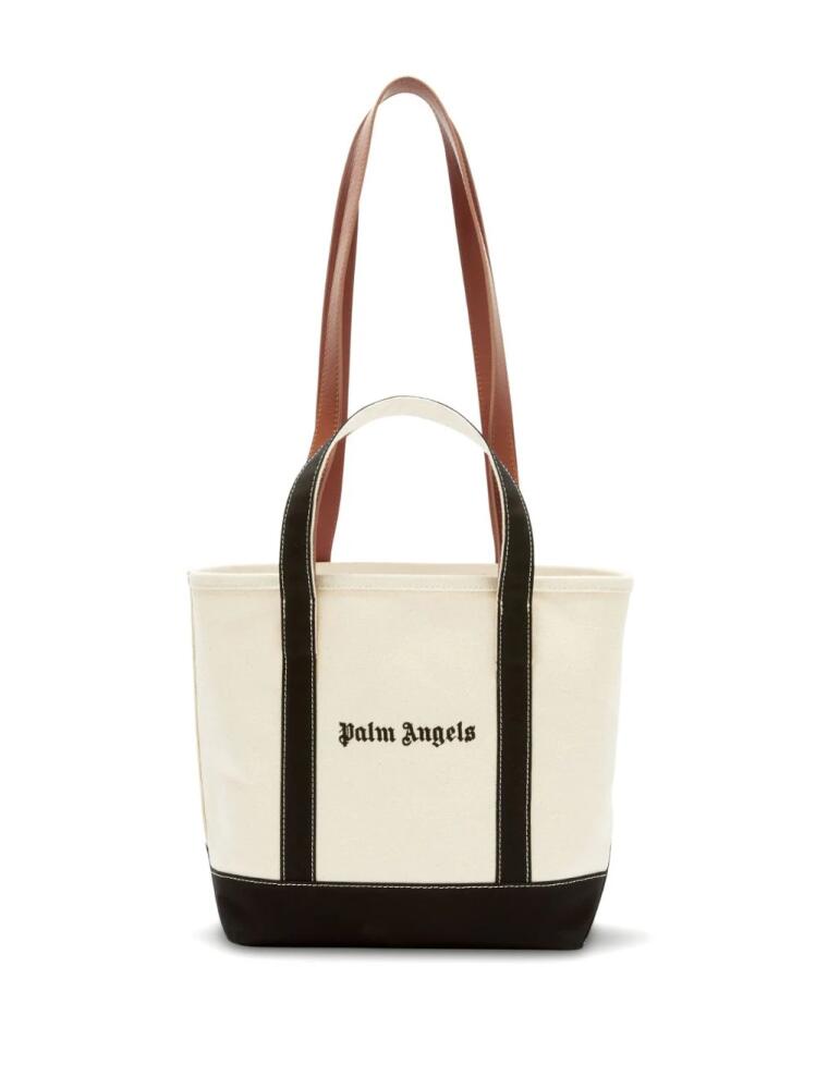 Palm Angels logo-print canvas tote bag - White Cover