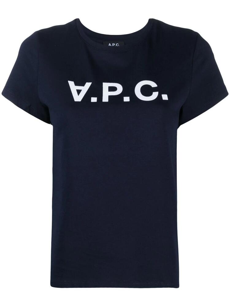 A.P.C. logo-print cotton t-shirt - Blue Cover