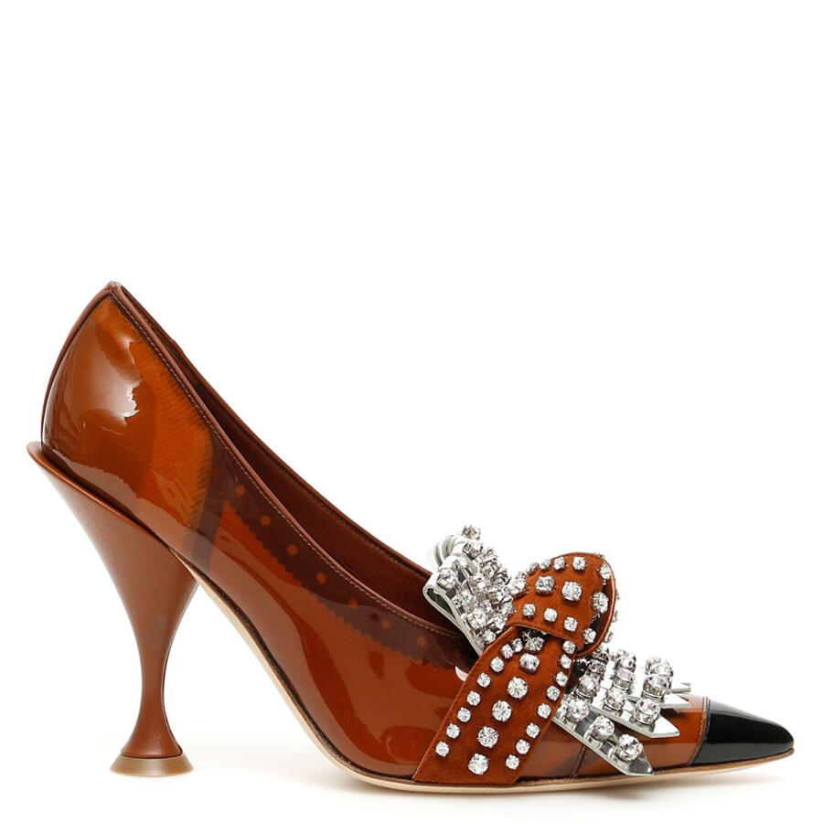 Burberry Ladies Malt Brown /Black /Silver Evan Crystal-embellished Fringed Pumps Cover