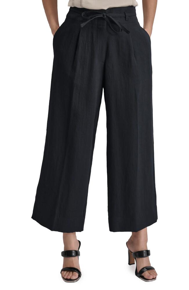 DKNY Tie Waist Wide Leg Pants in Black Cover