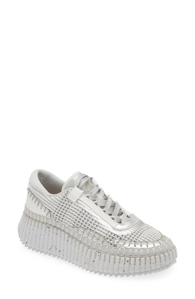 Chloé Nama Platform Sneaker in Silver Cover