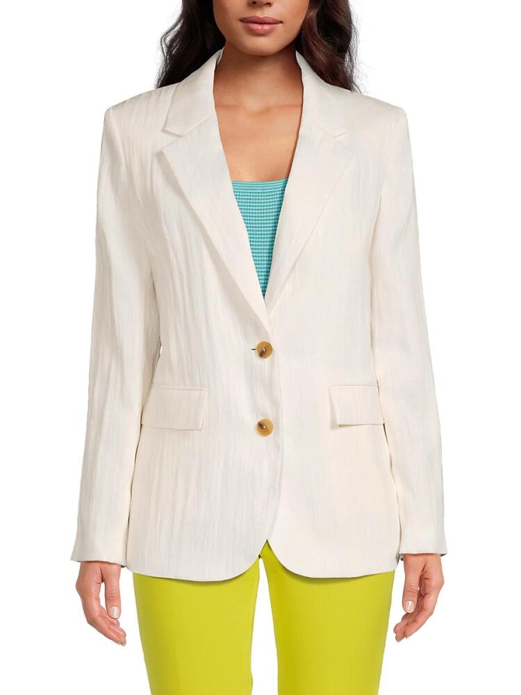 DKNY Women's Textured Notch Lapel Blazer - Eggnog Cover