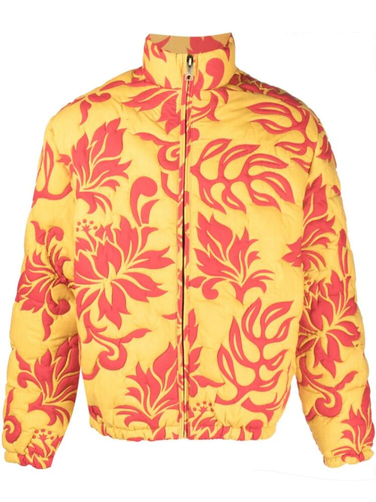 ERL quilted floral-print jacket - Orange Cover