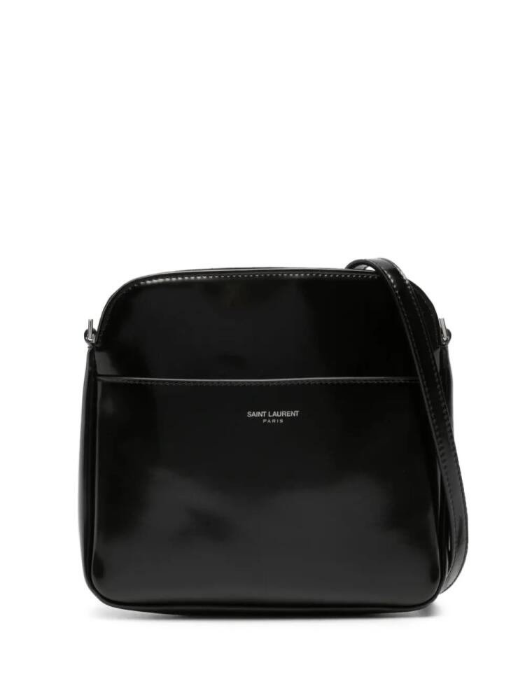 Saint Laurent logo-stamp leather messenger bag - Black Cover