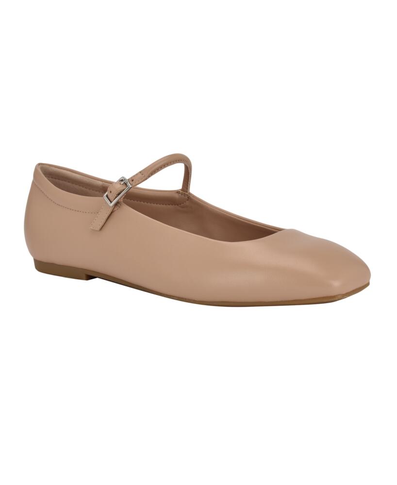 Calvin Klein Women's Emery Mary Jane Square Toe Dress Flats - Light Natural Leather Cover