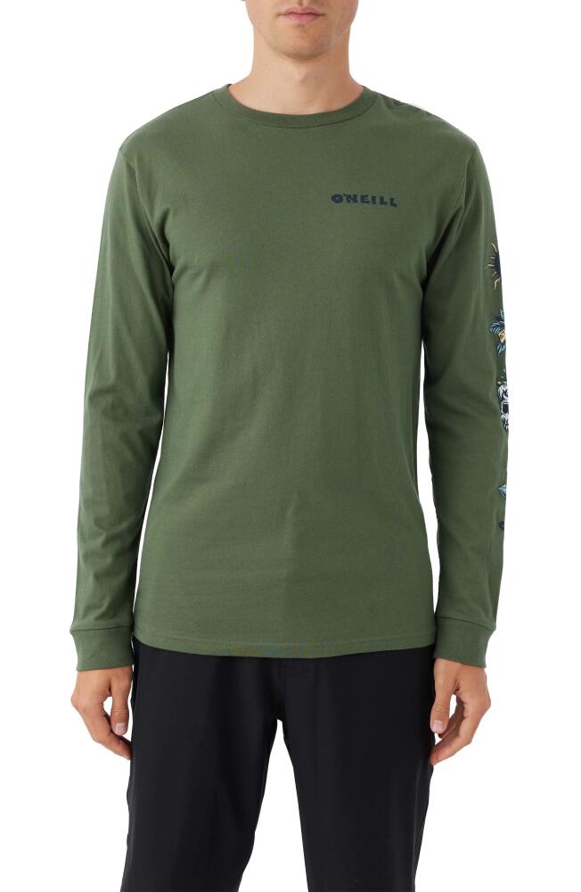 O'Neill Elementals Long Sleeve Cotton Graphic T-Shirt in Dark Olive Cover