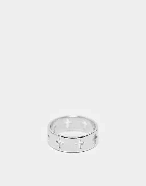 Lost Souls stainless steel multi cross band ring in silver Cover