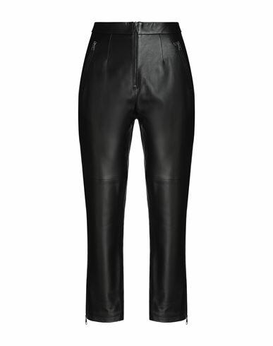 8 By Yoox Leather Pants W/ Zip-fastening Woman Pants Black Lambskin Cover