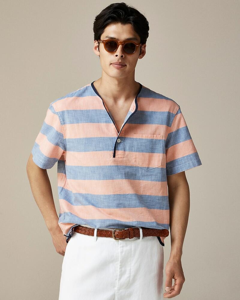 BEAMS PLUS X J.Crew short-sleeve chambray popover shirt in stripe Cover