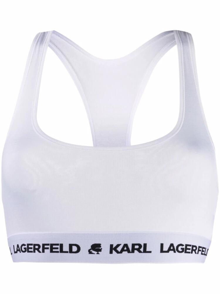 Karl Lagerfeld logo band sports bra - White Cover