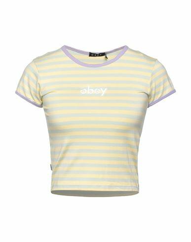 Obey Woman T-shirt Light yellow Rayon, Elastane Cover