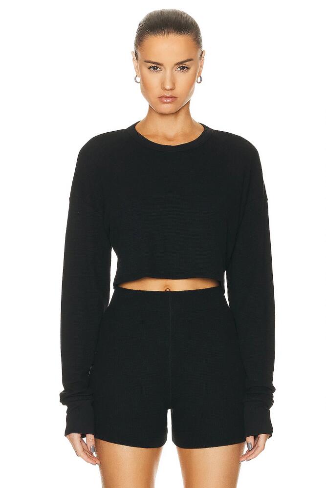 Eterne Cropped Oversized Thermal Top in Black Cover