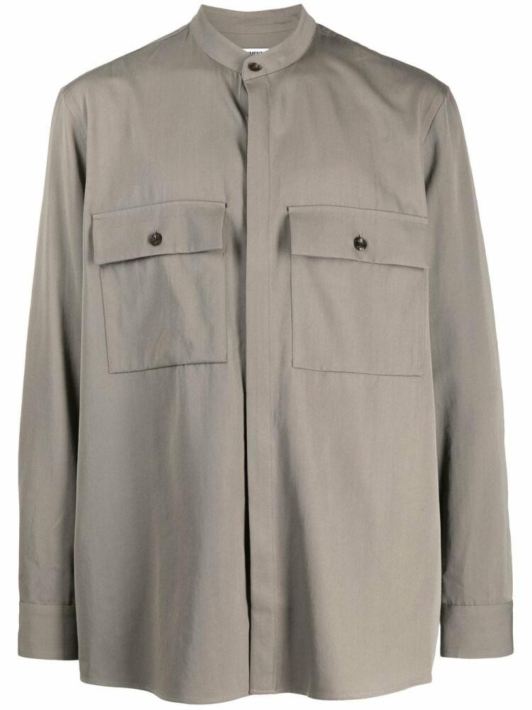 Attachment collarless woollen shirt - Grey Cover