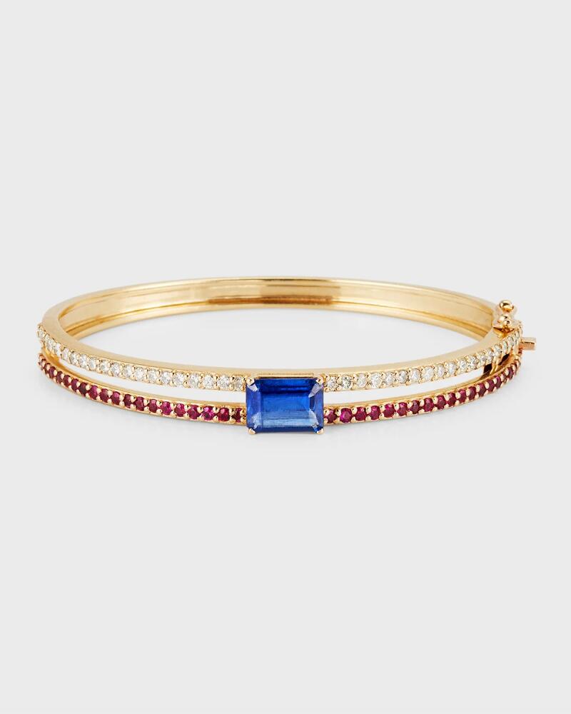 Siena Jewelry 14K Yellow Gold Kyanite Ruby Diamond Bangle Bracelet Cover