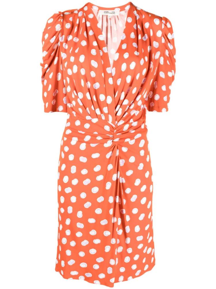 DVF Diane von Furstenberg abstract-print ruched dress - Orange Cover