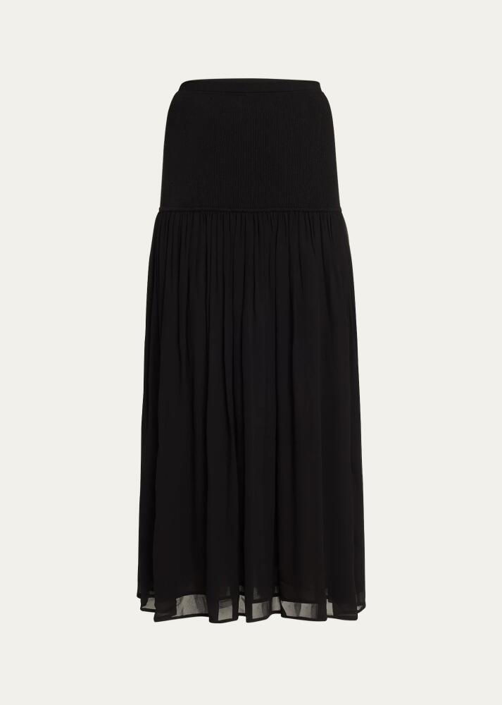 Ulla Johnson Miya Wool and Silk Drop-Waist Maxi Skirt Cover