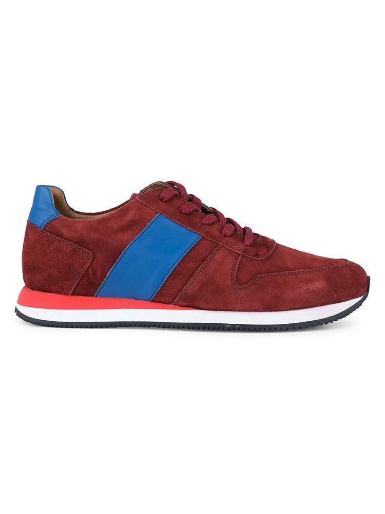 Vellapais Men's Leather Colorblock Sneakers - Burgundy Cover