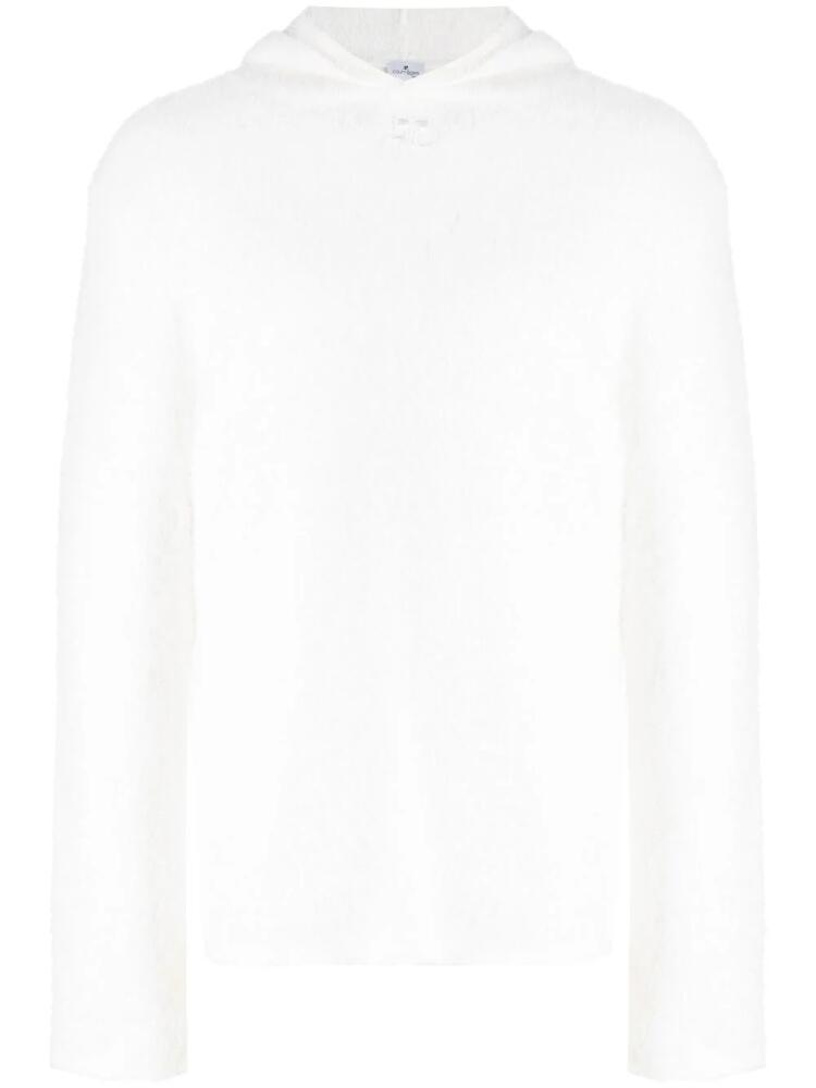 Courrèges brushed-effect round-neck hoodie - White Cover