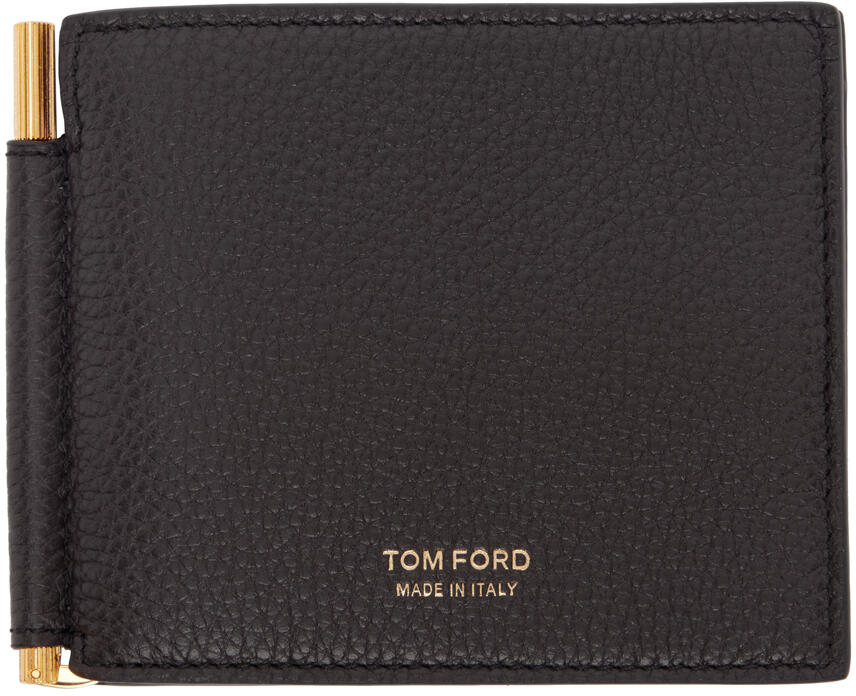 TOM FORD Brown Grained Leather Money Clip Wallet Cover