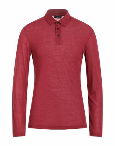 Byblos Man Polo shirt Brick red Polyester, Viscose Cover