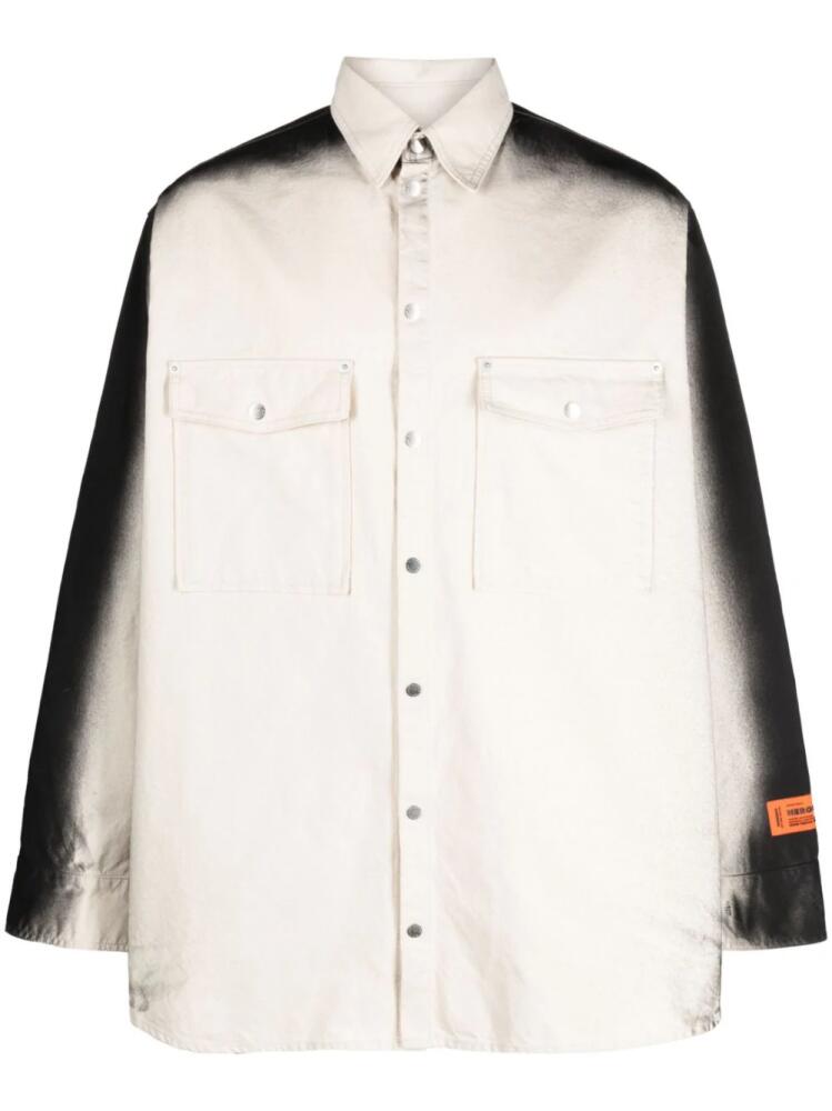 Heron Preston faded-effect logo-patch shirt - Neutrals Cover