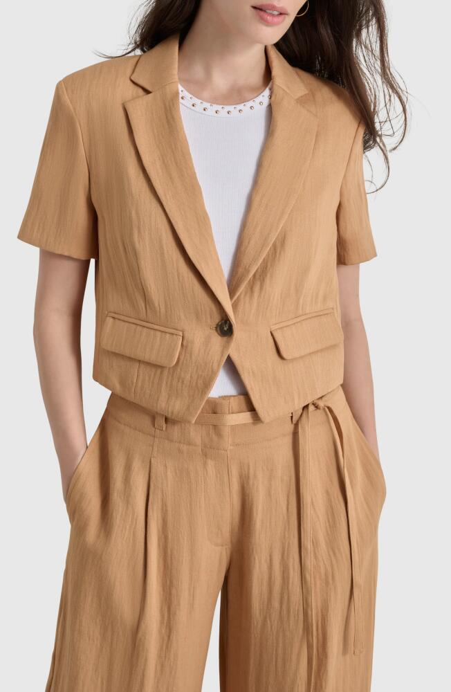 DKNY Short Sleeve Crop Blazer in Tawney Cover