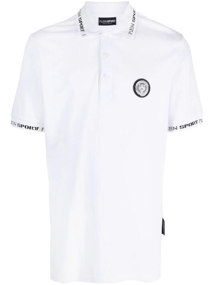 Plein Sport logo-patch short-sleeved polo shirt - White Cover