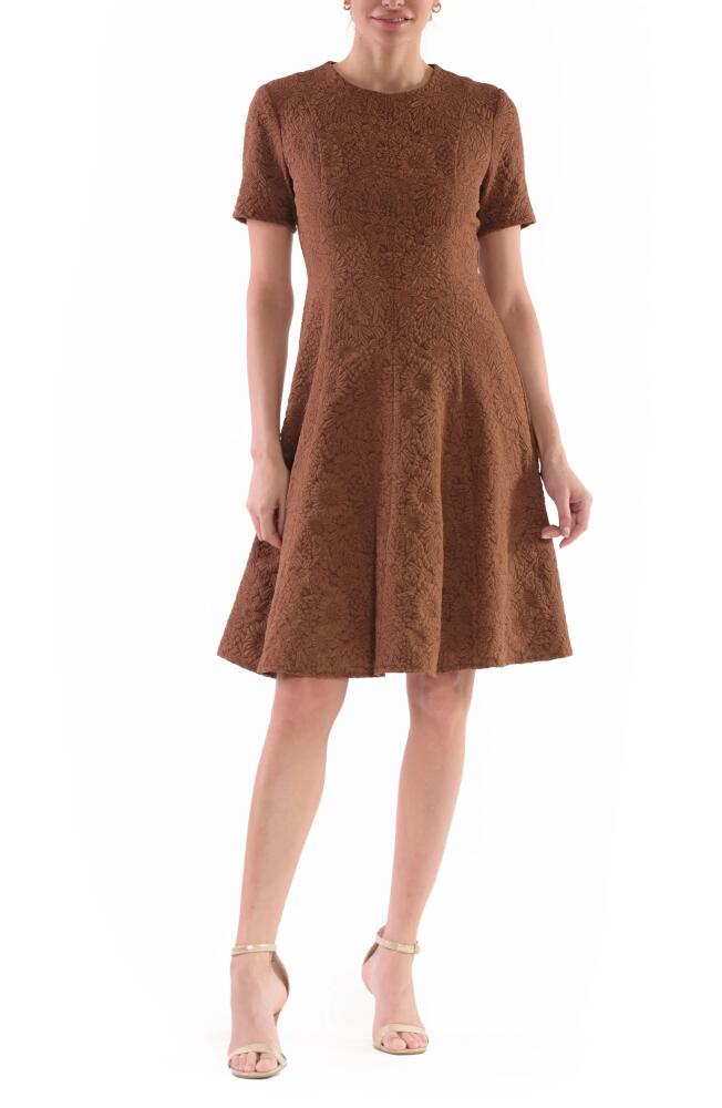 Julia Jordan Floral Jacquard Fit & Flare Dress in Cocoa Cover