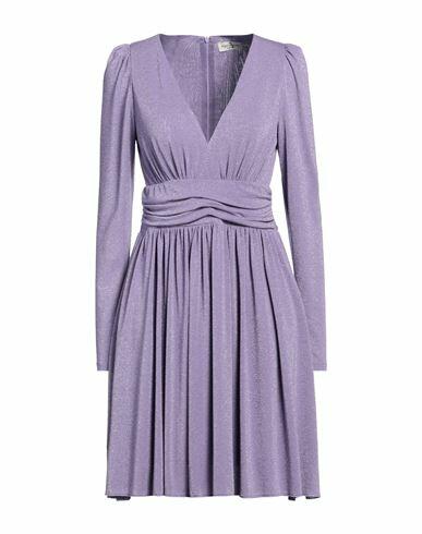 Rebel Queen Woman Mini dress Lilac Viscose, Metallic fiber, Polyamide, Elastane Cover