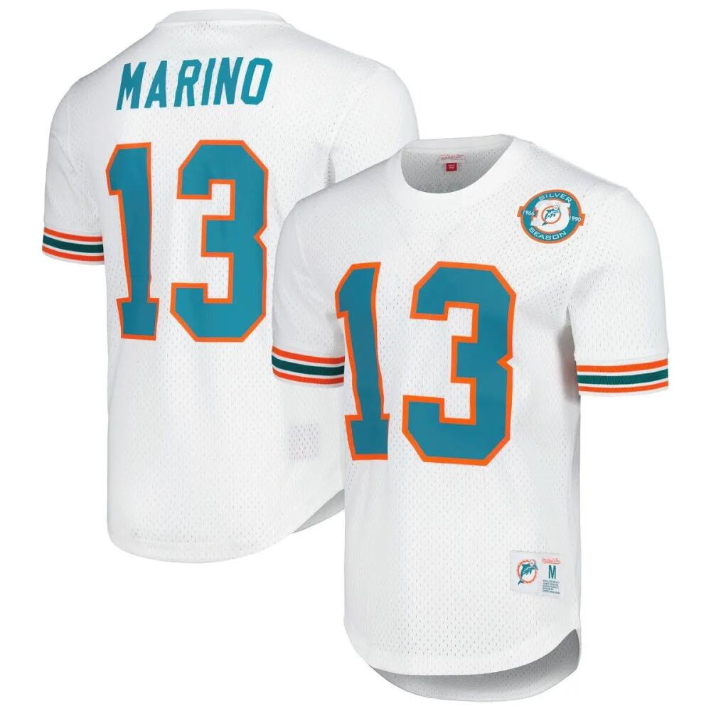 Men's Mitchell & Ness Dan Marino White Miami Dolphins Retired Player Name & Number Mesh Top Cover