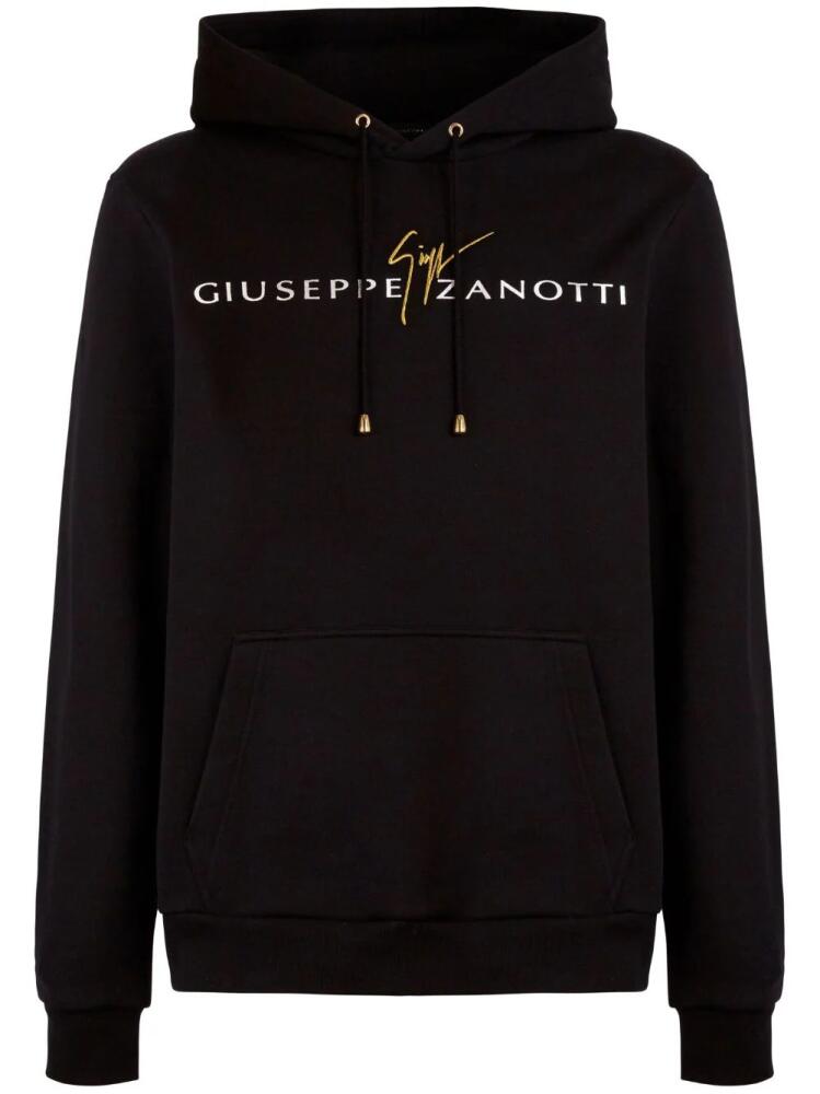 Giuseppe Zanotti logo-print cotton hoodie - Black Cover