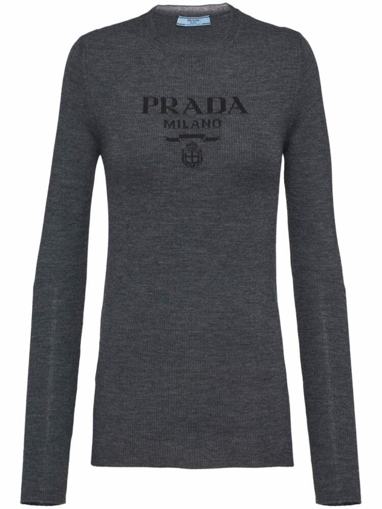 Prada logo-intarsia wool jumper - Grey Cover