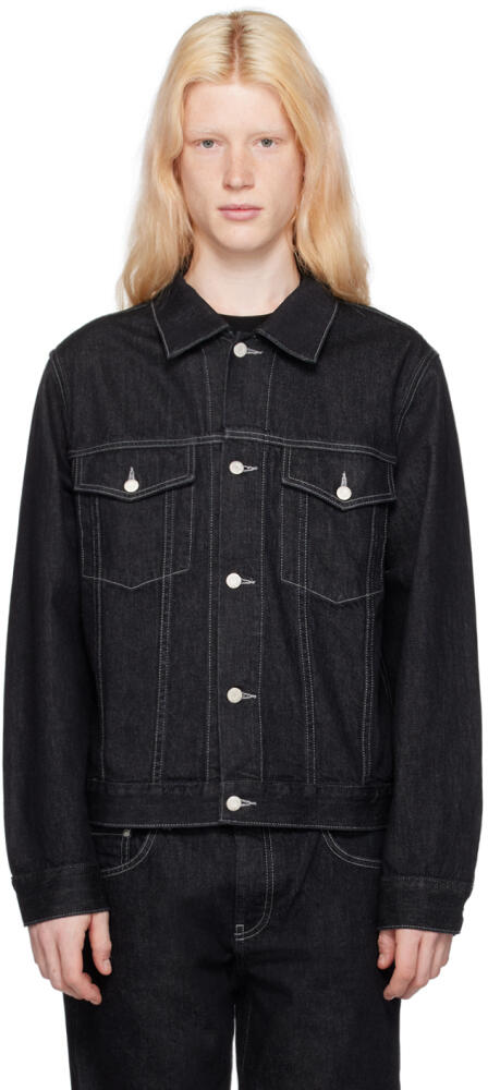 Helmut Lang Black Spread Collar Denim Jacket Cover