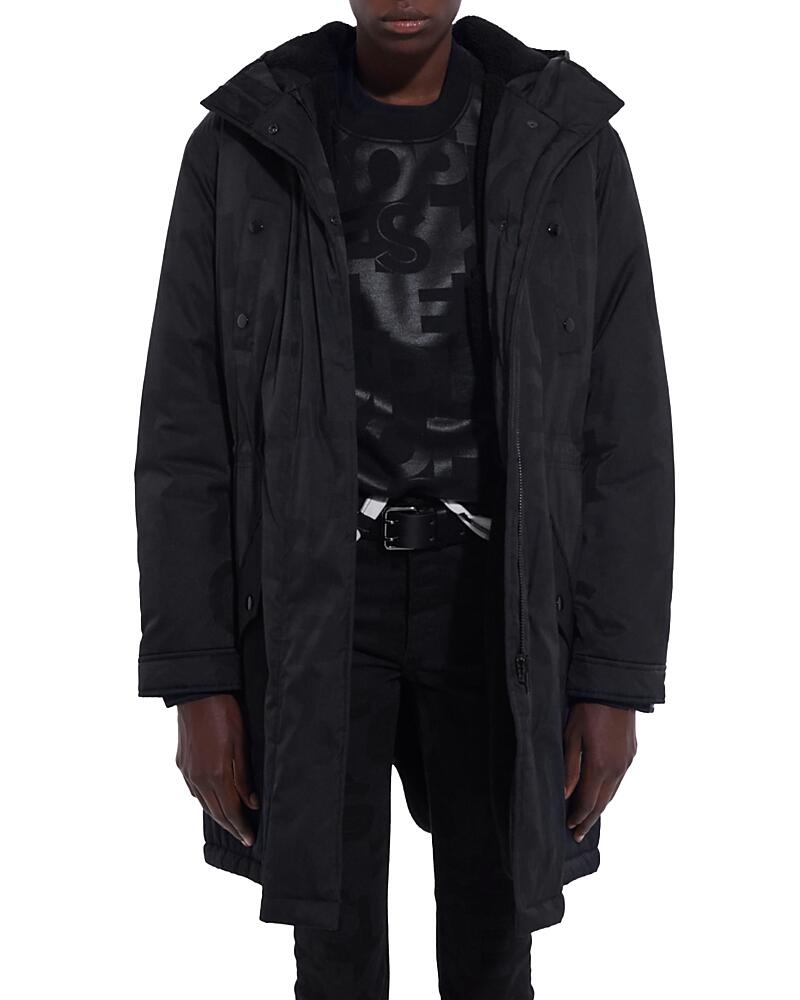 The Kooples Logo Jacquard Hooded Parka Cover