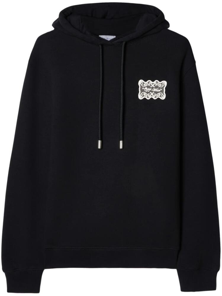 Off-White lace logo appliqué cotton hoodie - Black Cover