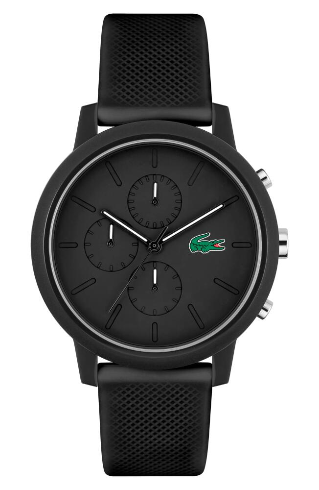 Lacoste 12.12 Chronograph Silicone Strap Watch, 44mm in Black Cover