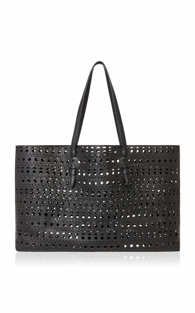 ALAA - Mina 44 Textured Leather Tote - Black Cover