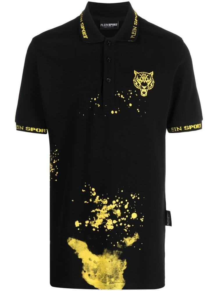 Plein Sport paint splatter-print polo shirt - Black Cover