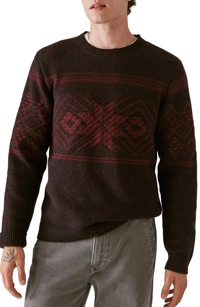 Lucky Brand Intarsia Crewneck Sweater in Wine Tating Combo Cover