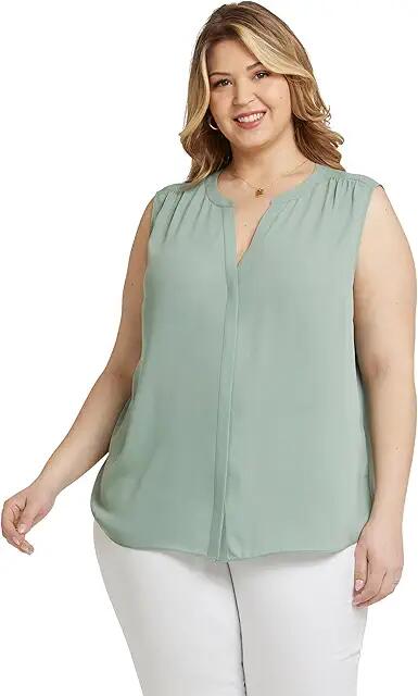 NYDJ Plus Sleeveless Pintuck Blouse (Lily Pad) Women's Clothing Cover