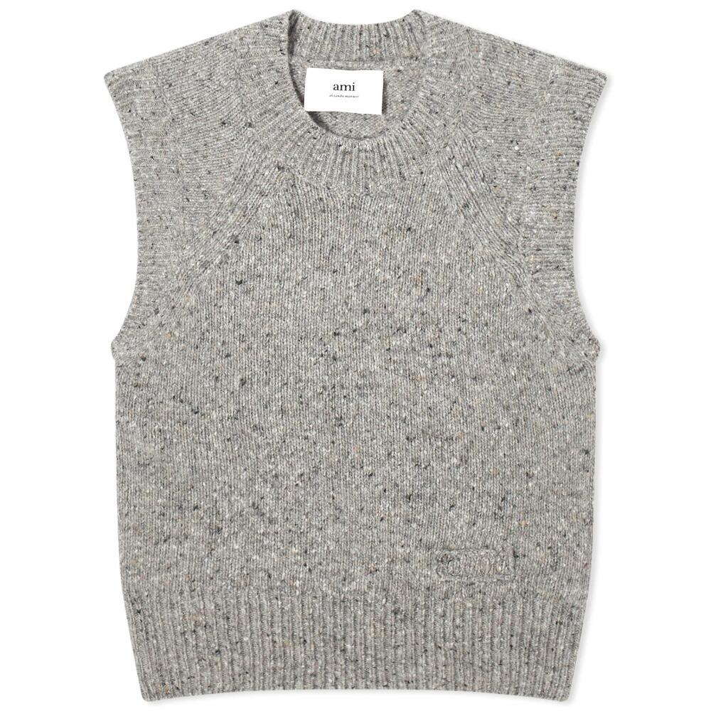 AMI Paris Women's Ami Logo Knit Vest in Light Heather Grey Cover