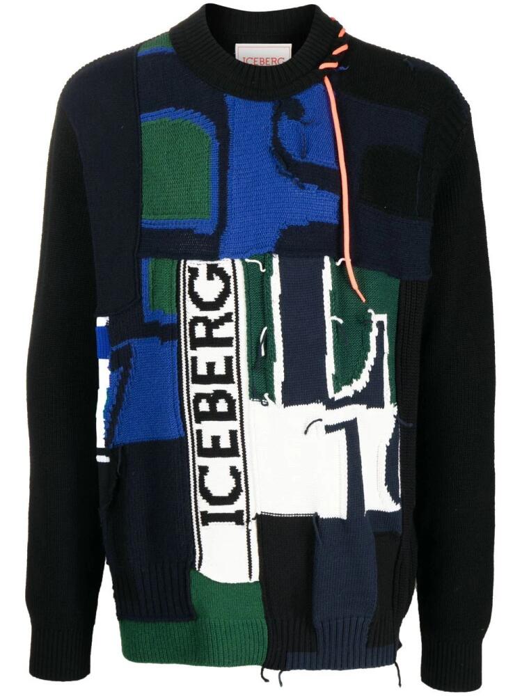 Iceberg logo patchwork knit jumper - Black Cover