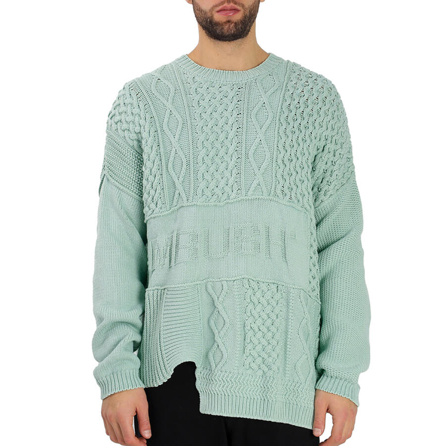 Ambush Mens Green Lily Patchwork Knit Crewneck Sweater Cover