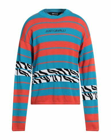 Just Cavalli Man Sweater Turquoise Cotton Cover