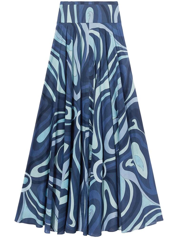 PUCCI Marmo-print cotton maxi skirt - Blue Cover