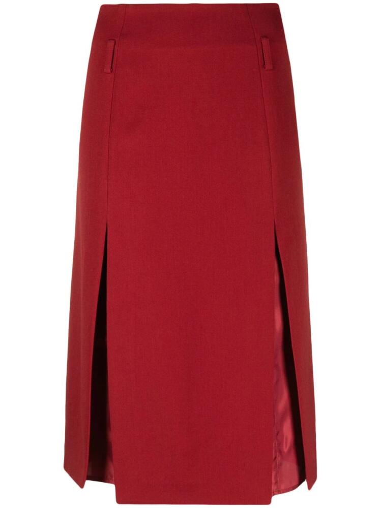 Victoria Beckham Double Layer Slit midi skirt - Red Cover