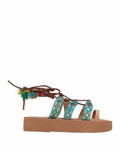 Coral Blue Woman Thong sandal Turquoise Textile fibers, Leather Cover