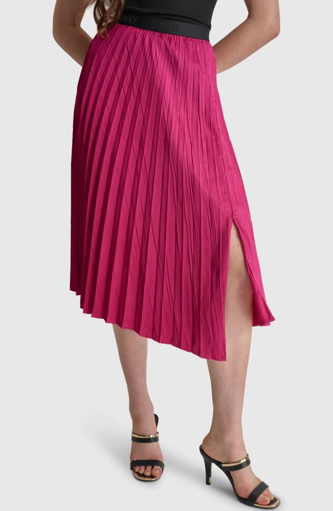 DKNY Pleated Asymmetric Midi Skirt in Raspberry Cocktail Cover