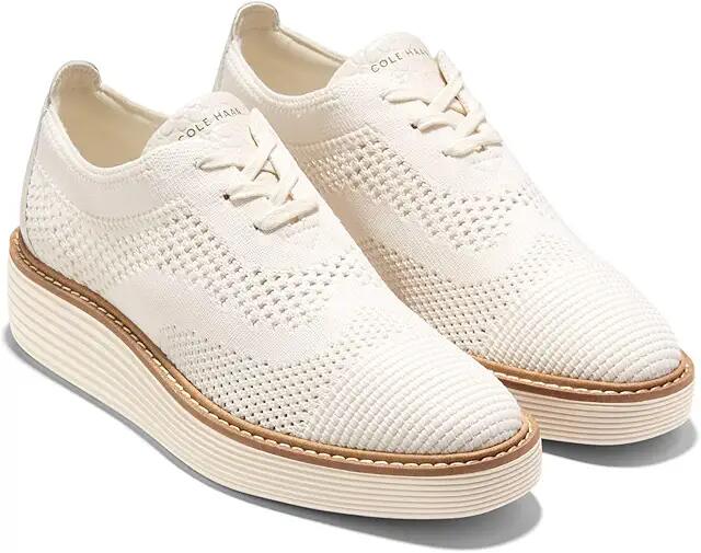 Cole Haan Originalgrand Platform Stitchlite Oxford (Ivory Knit/Croc Print/Sandollar) Women's Flat Shoes Cover