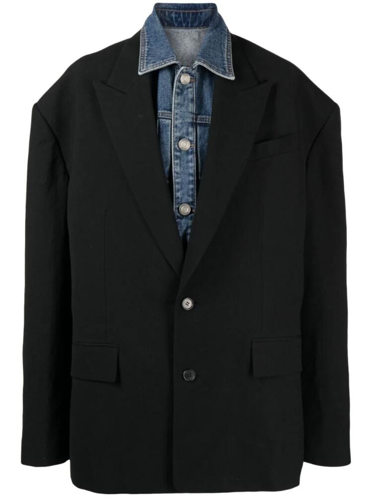 Juun.J peak-lapels oversized blazer - Black Cover